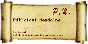 Páricsi Magdolna névjegykártya